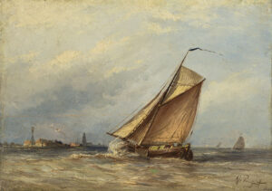 Zeilende-tjalk-op-de-Zuiderzee-